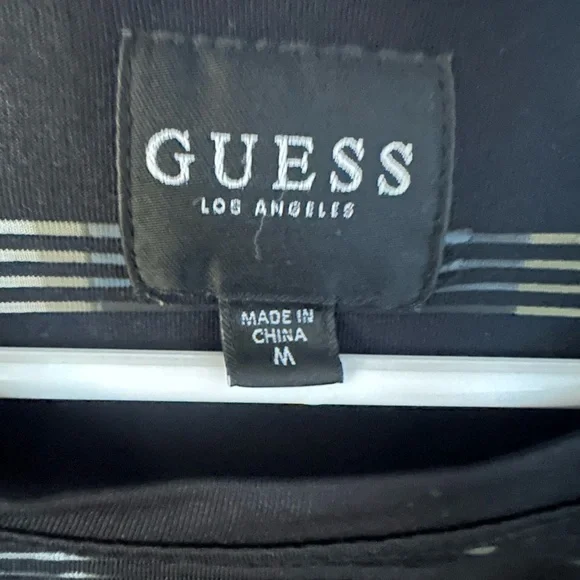 Guess Black Short-Sleeve Tee with Subtle see through Stripes - Picture 3 of 3